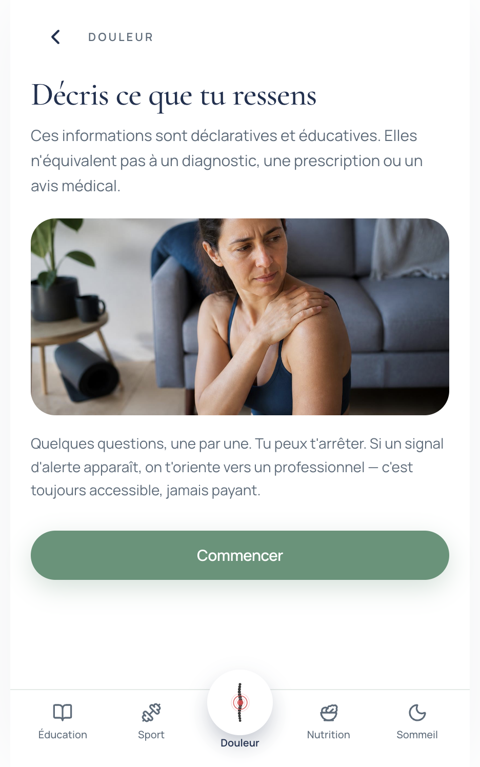 Introduction au questionnaire guidé sur la douleur