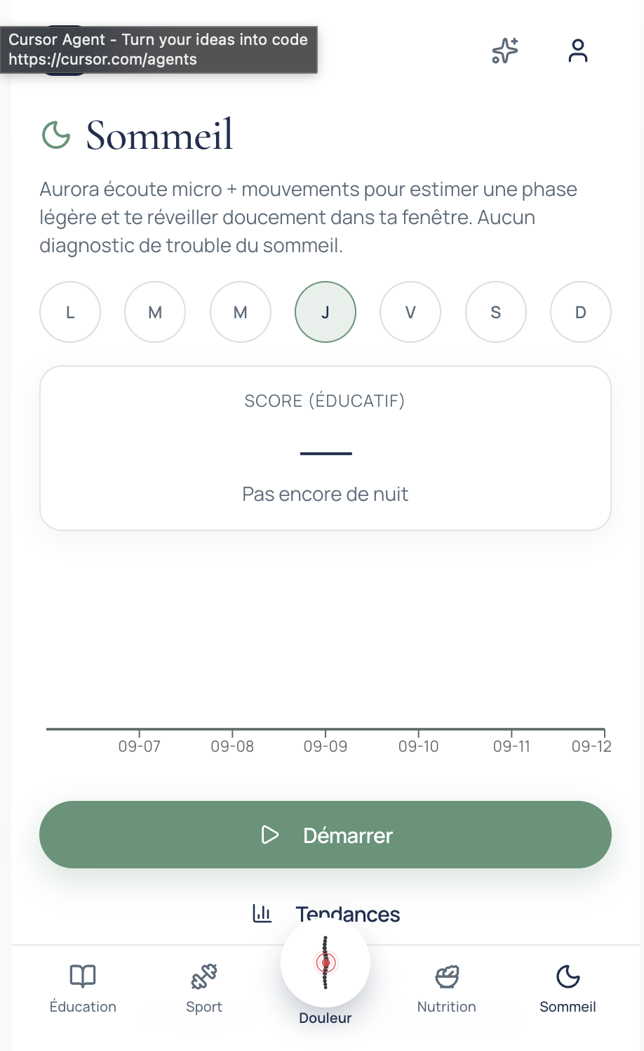 Pilier Sommeil : suivi de nuit et score éducatif